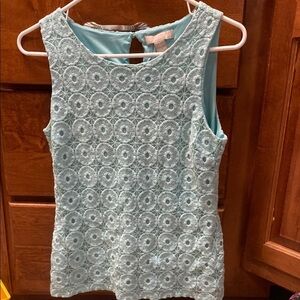 Banana Republic Baby Blue Sleeveless Textured Tank Top